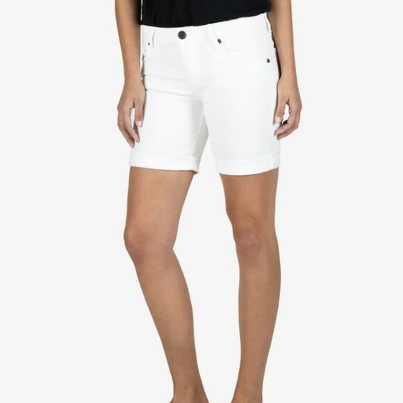 KUT from The Kloth Catherine Boyfriend White Summer Relaxed Fit Shorts Size 4 - Picture 1 of 11